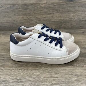 Geox Respira Kids White Leather Suede Zip Lace Up Sneakers Shoes Size 13